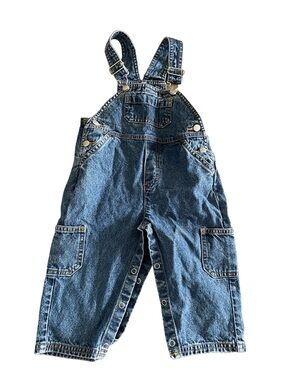 Vintage Wardrobe Essentials Blue Denim Kids Overalls with Cargo Pockets